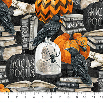 Spellbound, Black Multi Feature from Northcott, by the yard