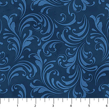 St. Nicholas from Northcott, Dark Blue Scroll, by the yard