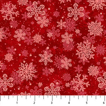 St. Nicholas from Northcott, red Snowflakes, by the yard