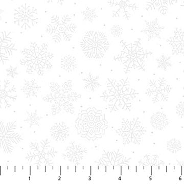 St. Nicholas from Northcott, White Snowflakes, by the yard