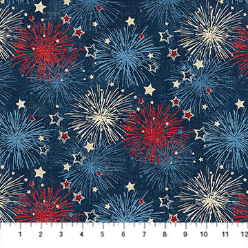 American Heartland, Navy Multi-Fireworks, from Northcott by the yard