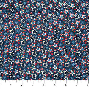 American Heartland, Navy Multi-Star Toss, from Northcott by the yard