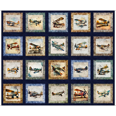 FLYING HIGH  AIRPLANE PICTURE PATCHES by QT Fabrics