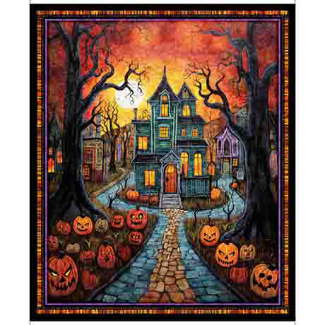 Creepin' It Real- Haunted House Panel by QT fabrics