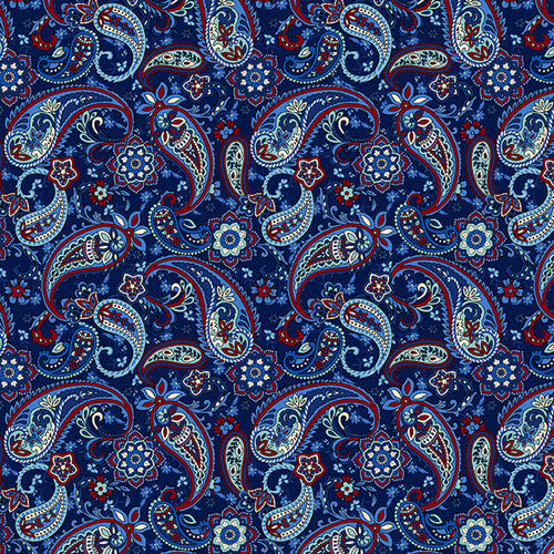 3186-77 Navy || Liberty Hill, from Henry Glass, Navy Paisley