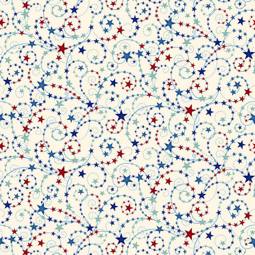 3190-44 Cream|| Liberty Hill, from Henry Glass,Cream Swirling Stars