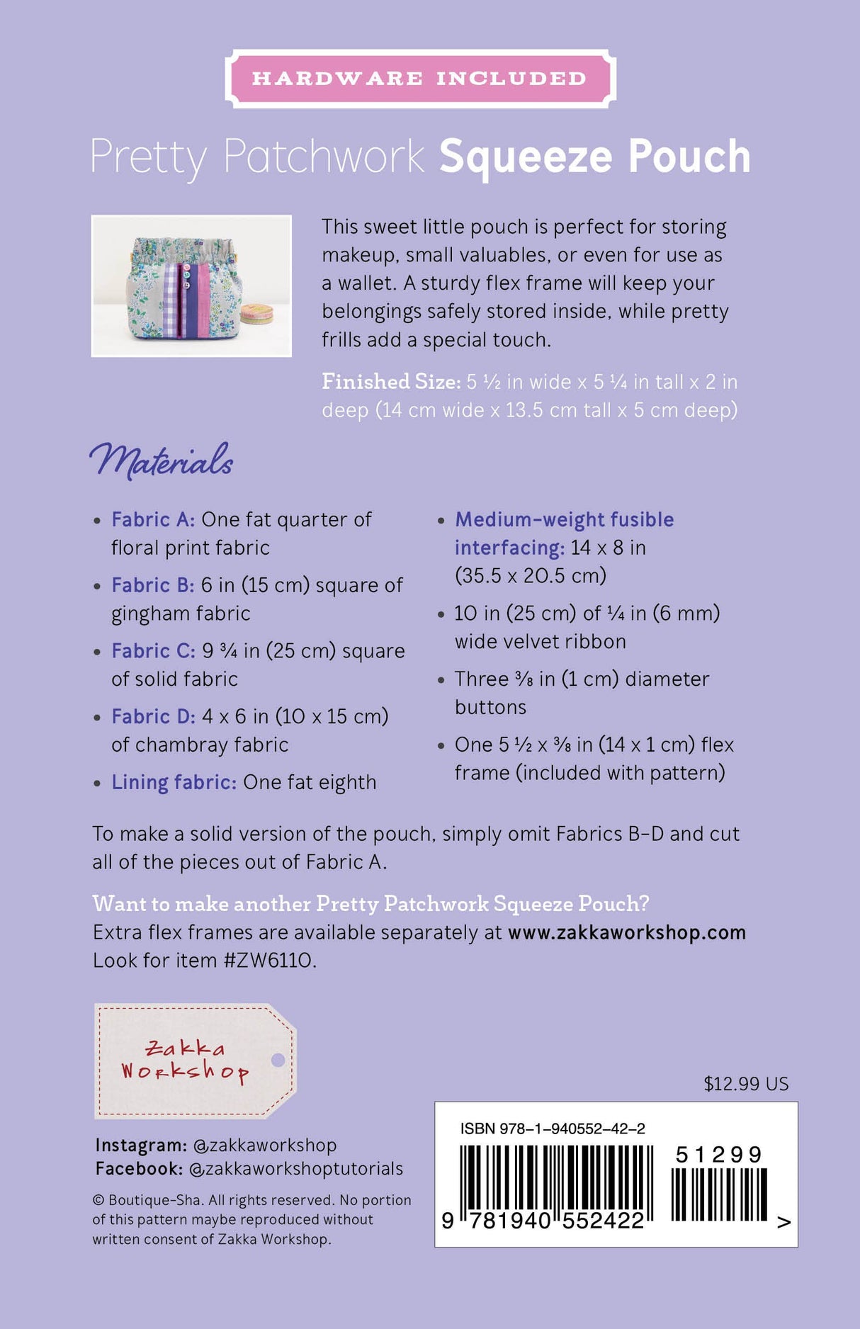 Pretty Patchwork Squeeze Pouch (#ZW2422)