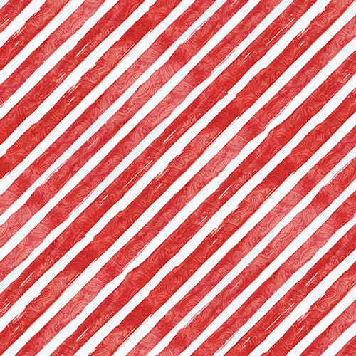 3904-88 Red || Lucky Stars, Biased Stripe,  for blank quilting by the yard