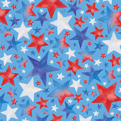 3906-75 Med. Blue || Lucky Stars, Stars,  for blank quilting by the yard