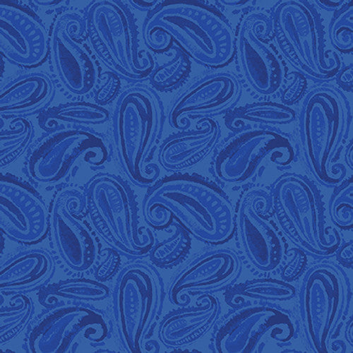 3908-77 Cobalt || Lucky Stars, Paisley,  for blank quilting by the yard