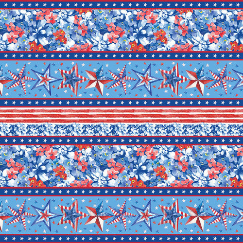 3910-75 Med. Blue || Lucky Stars, border,  for blank quilting by the yard