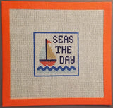Coastal boat needlepoint hand painted canvas 14 mesh