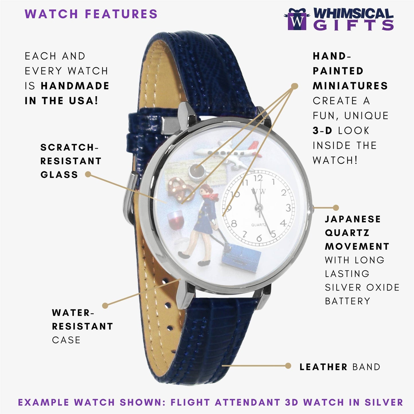 Sewing 3D Watch | Handmade in USA | Gold or Silver Finish: Silver