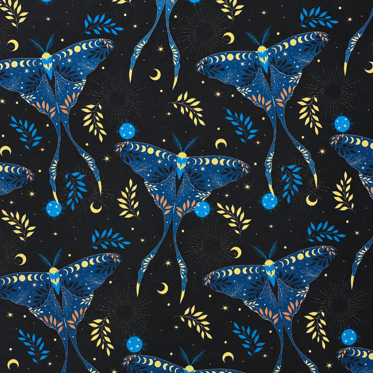 Luna Moth Printed Vinyl Fabric 18x54 for Bag Making