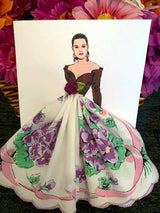 1988 Arnold Scassi Evening Dress Keepsake Hanky Card