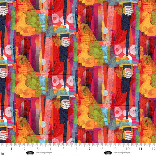 Spread the Word from Blank Quilting,Red Abstract Shapes, by the yard