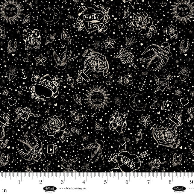 4447-99 Black || Ink Chronicles from Blank Quilting by the yard