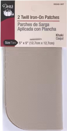 Iron on Patch Khaki 5in x 5in 2ct