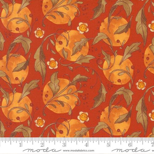 Forest Frolic Copper Swirly Leaves Dots Leaf, Moda by the yard