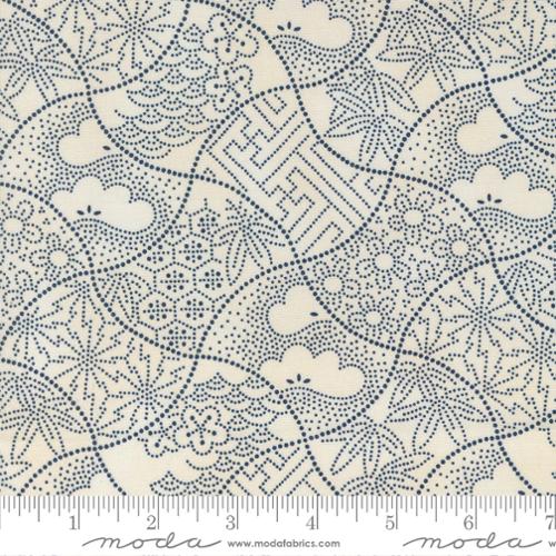 Indigo Blooming Sand Midnight 48094 18 Moda by the yard