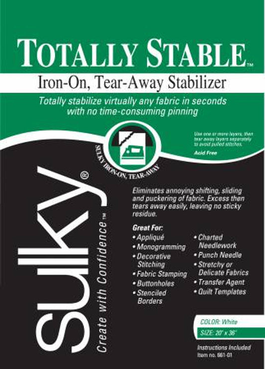 Totally Stable Iron-on Tear-Away Stabilizer White 20in x 1yd