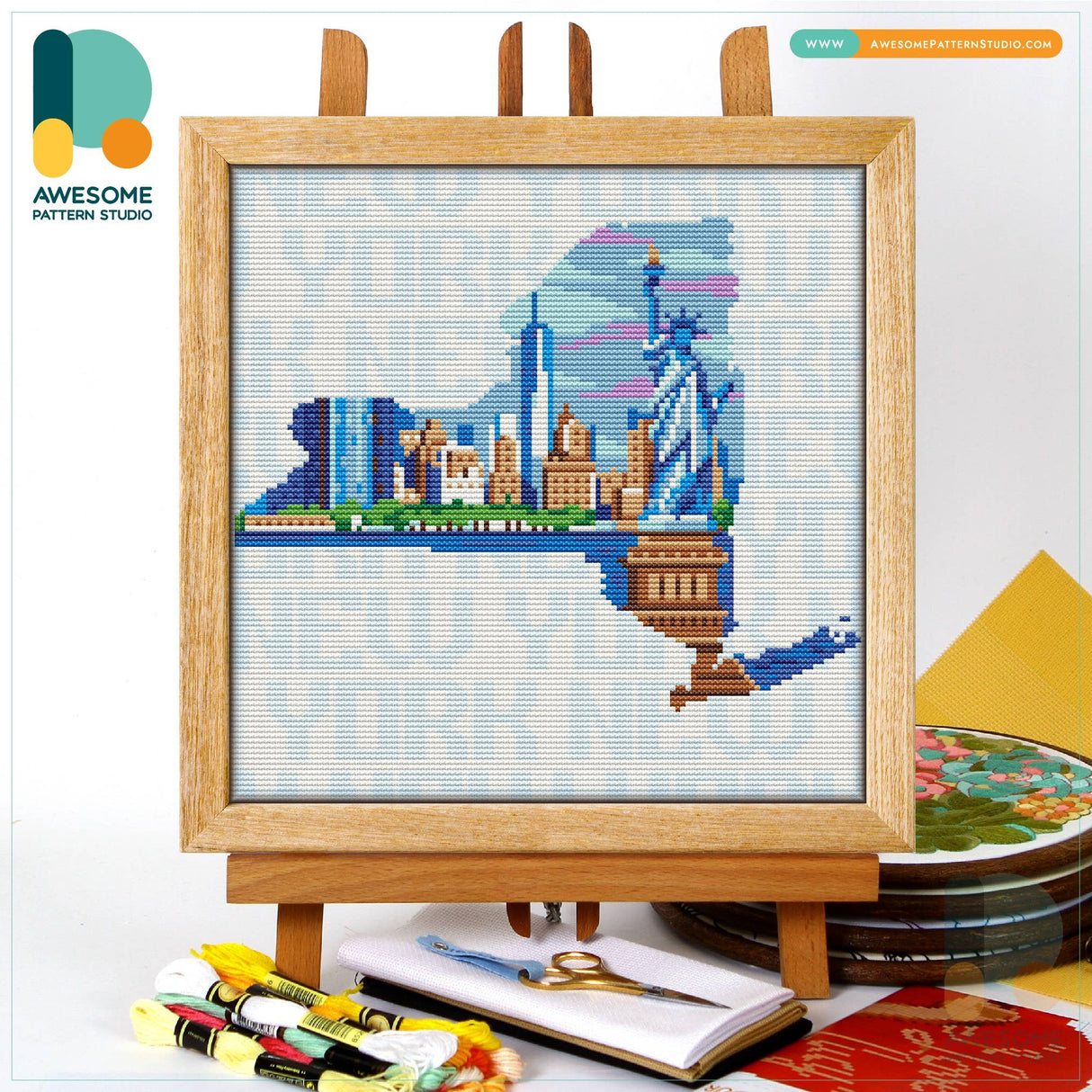 CS2197-1 New York State, Counted Cross Stitch Kit: