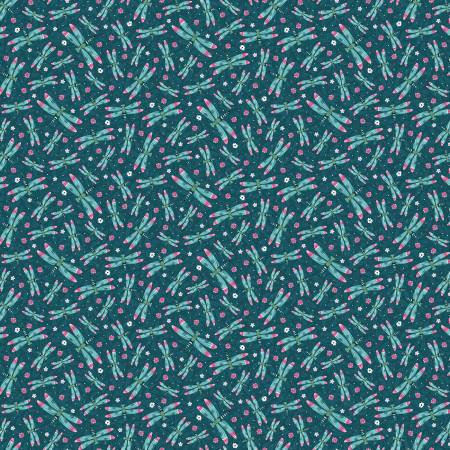 Dark Teal Dragonflies by the yard from Studio E
