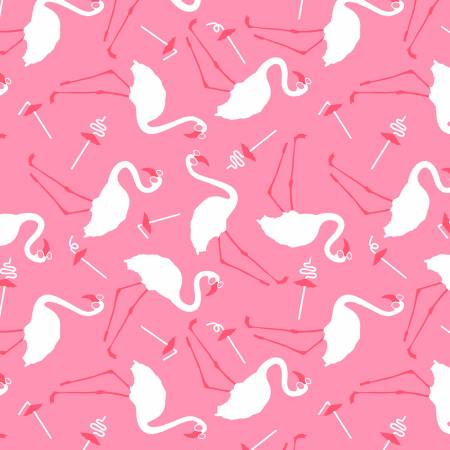 Pink Flamingos and Silly Straws from Studio E by the yard