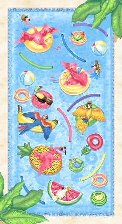 Multi Tropical Bird Bath Panel from Studio E Tropical Bird Bath