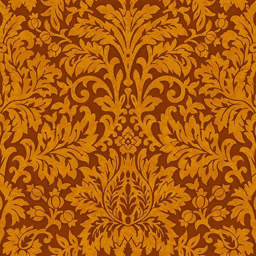 7699-35 Pumpkin || Seeds of Gratitude Gold Damask, by the yard