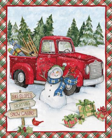 Red Trucks and Ski Snowman Panel