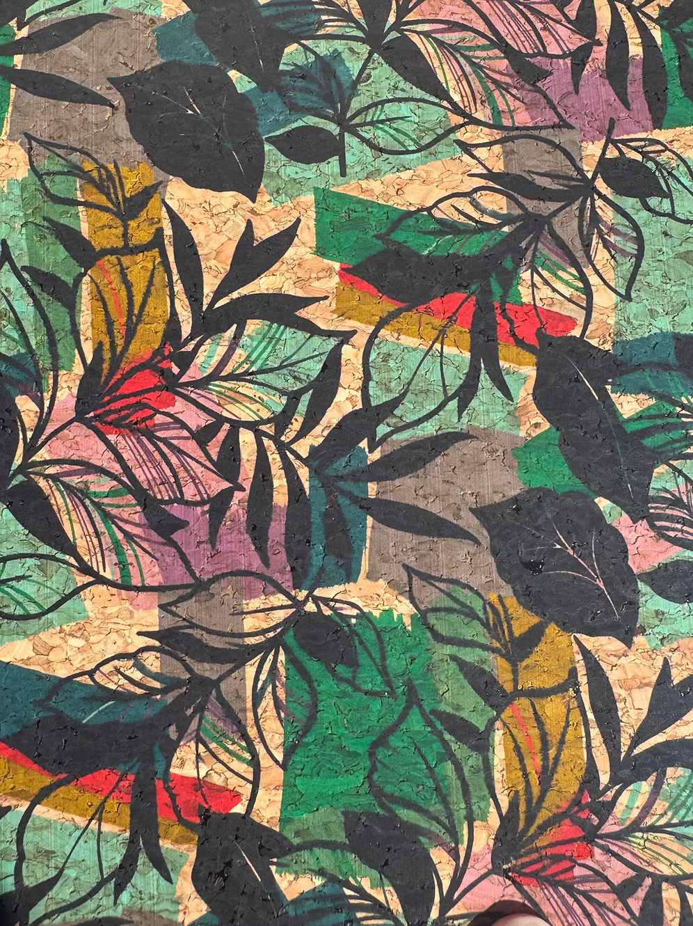 Beach Potato Embroidery™ Modern Art Leaves Cork, 25"x15" cut