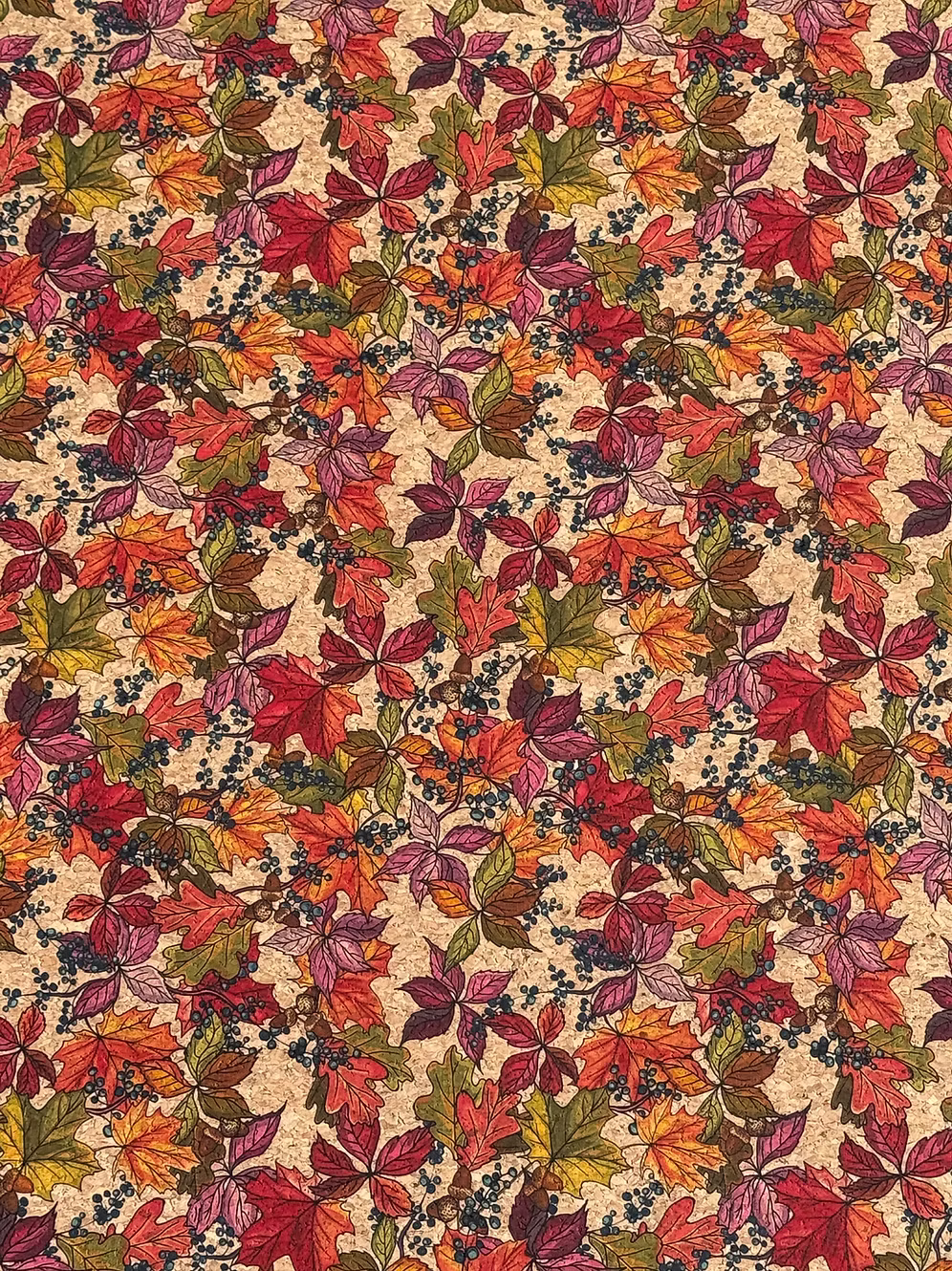 Beach Potato Embroidery™ Autumn Leaves Cork, 25"x15" cut