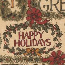 A Vintage Christmas from Kansas Troubles for Moda, Tan Christmas greetings, by the yard