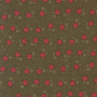 A Vintage Christmas from Kansas Troubles for Moda, Dark Green Christmas Cactus Florals, by the yard