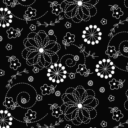 Black Doodles fabric by the Yard