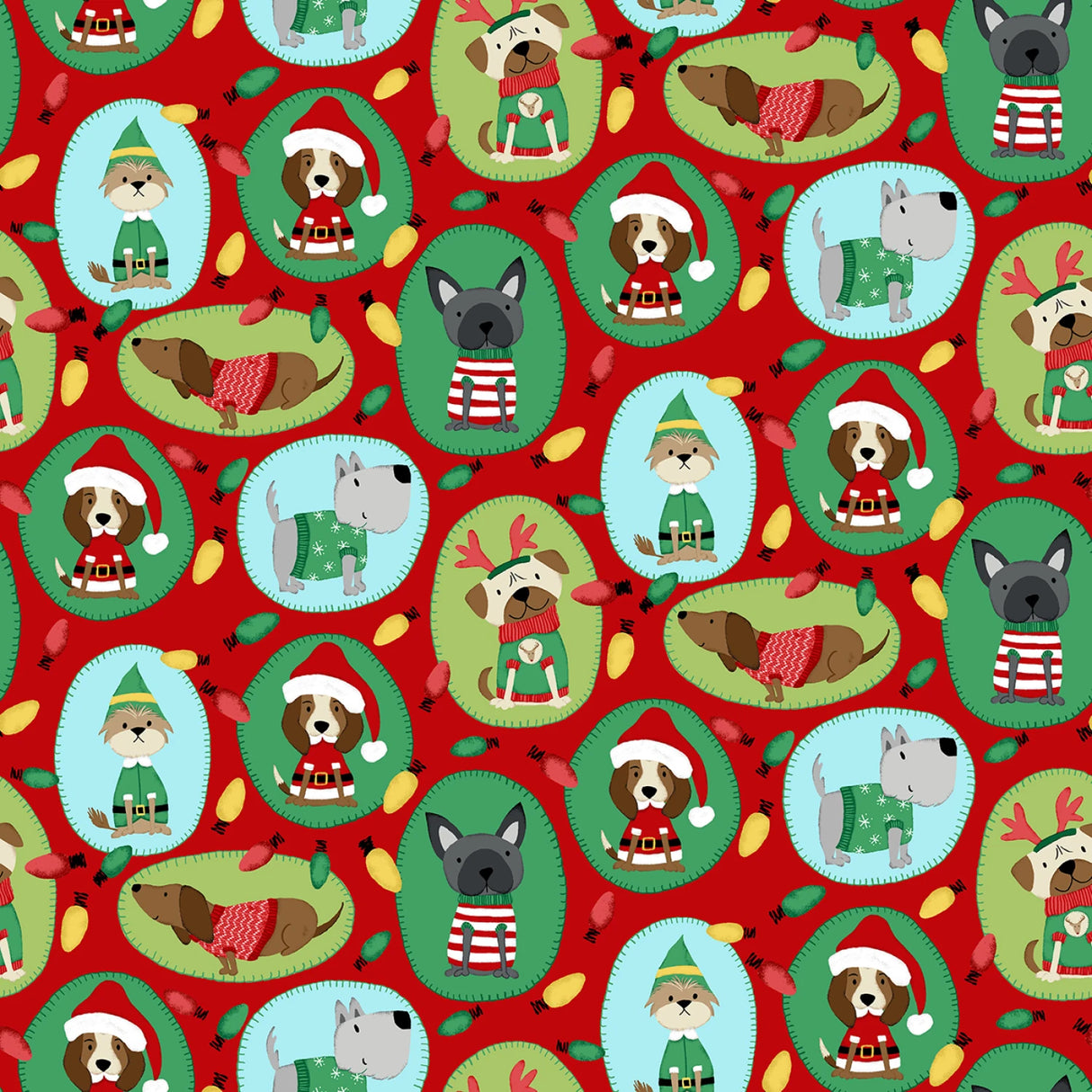 Red Dogs in Round Shapes by the yard