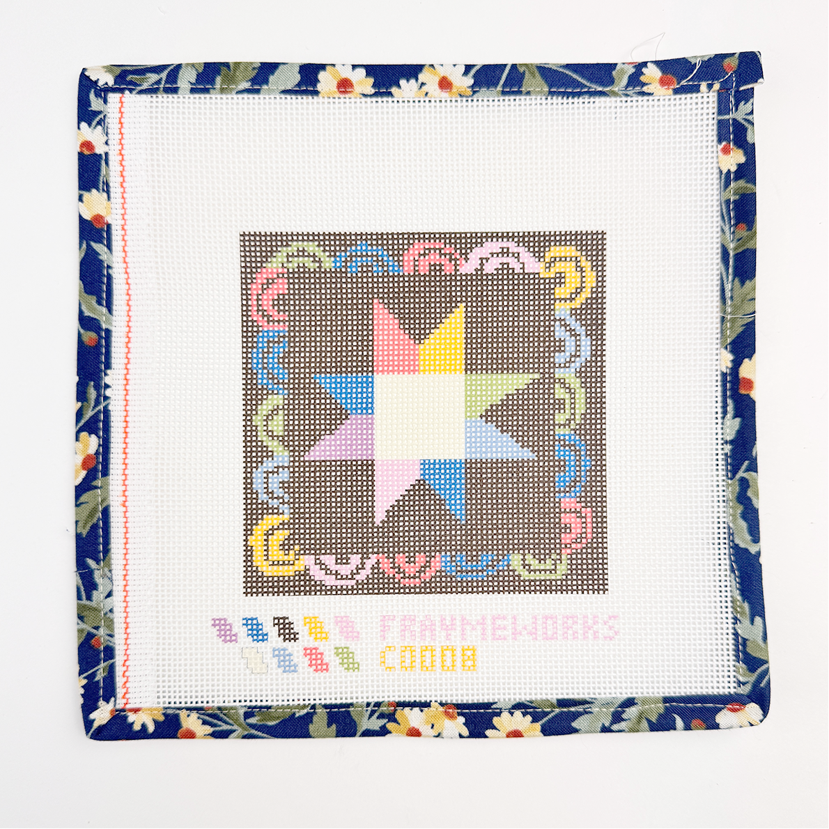 Matilda Star Quilt Block 4x4" Needlepoint Canvas