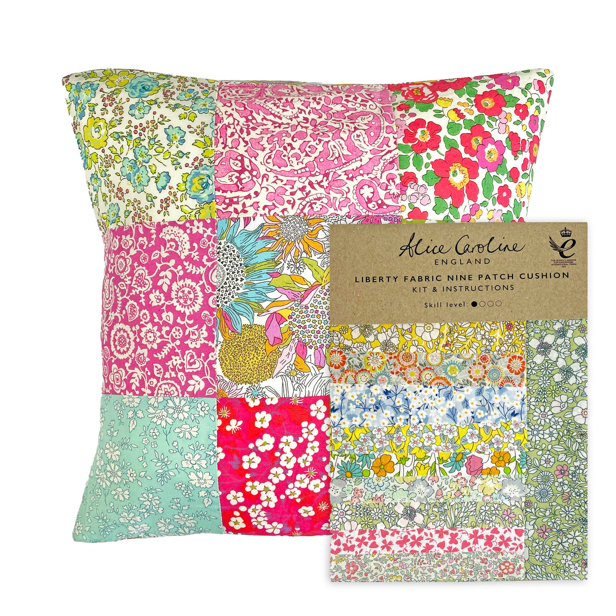 Liberty Tana Lawn Fabric Mixed Colours 9 Patch Cushion Kit from Alice Caroline