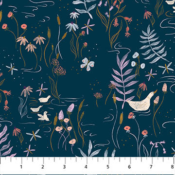 Alpine Bliss by Figo- Midnight Pond, Navy by the yard-