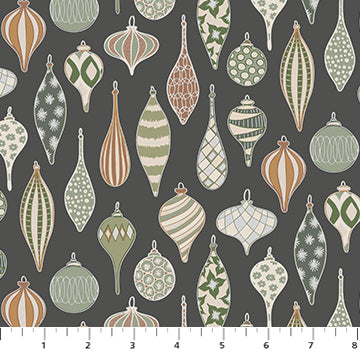 Snowfall from Figo, Gray Ornaments, by the yard