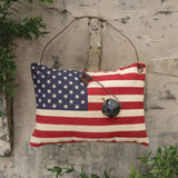 Stuffed Primitive American Flag Ornament w/Rusty Bell