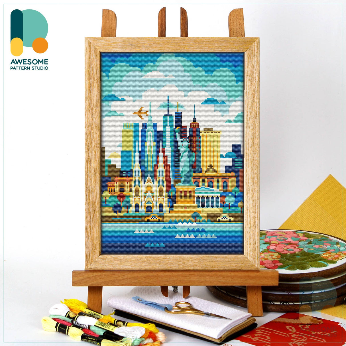 New York USA, Counted Cross Stitch Kit: