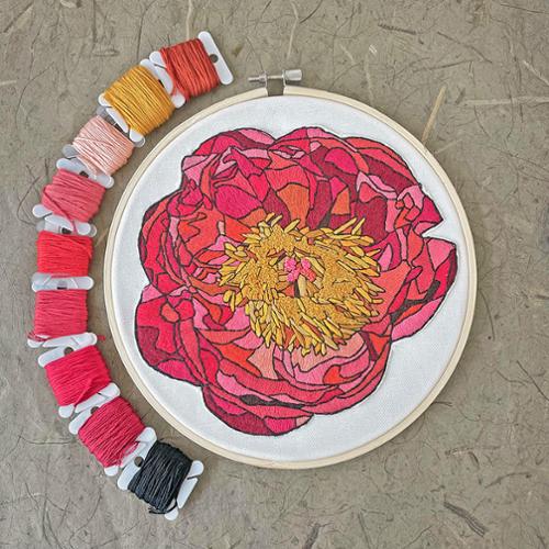 Embroidery Kit Peony KWEMB0024 by Kate Wyatt Fine
