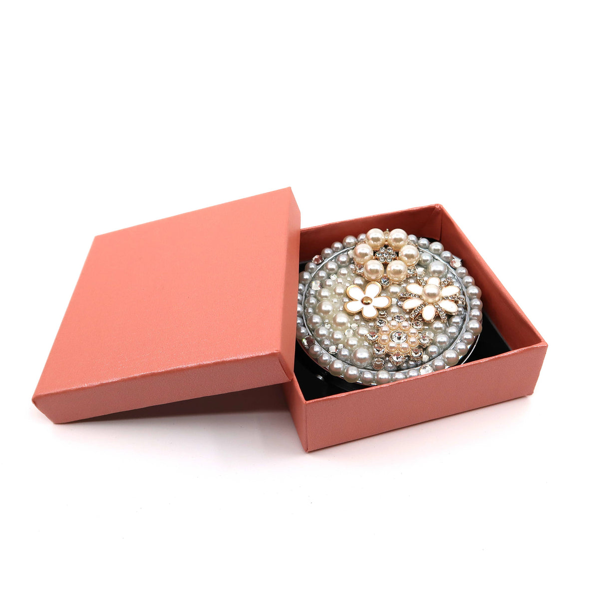 FLOWER PEARL CHARM HAND MIRROR