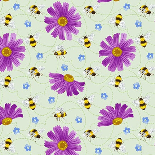 Henry Glass, Buzzy Bee , tossed flowers and Bees-online only