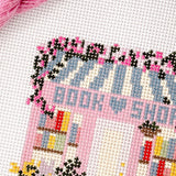 Ready to Ship Hand Painted Book Shop Storefront 6” Needlepoint Canvas 13 Mesh Reading Needlepoint Canvas Storefront Hand Painted