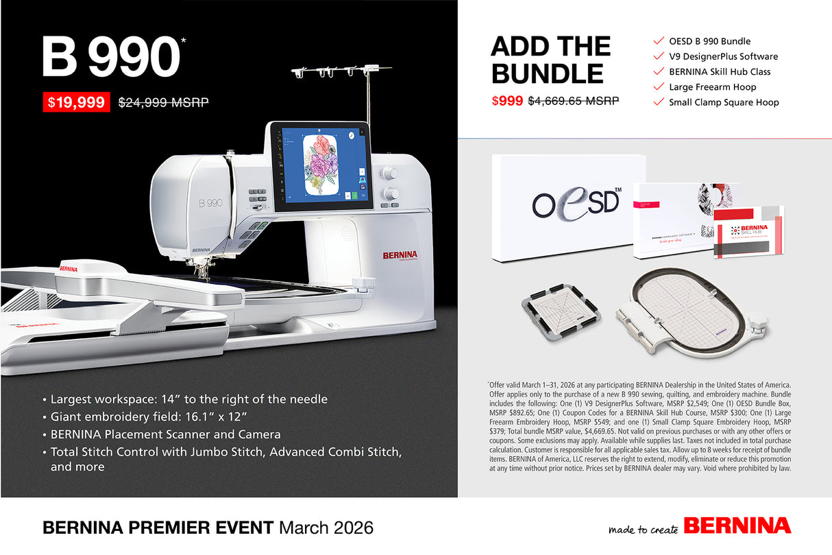BERNINA 990- The Ultimate Machine Optional Add-ON Bundles Available
