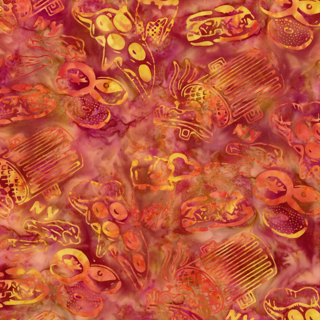 All New York Shop Hop, Food Salmon Batik from Riley Blake, by the yard