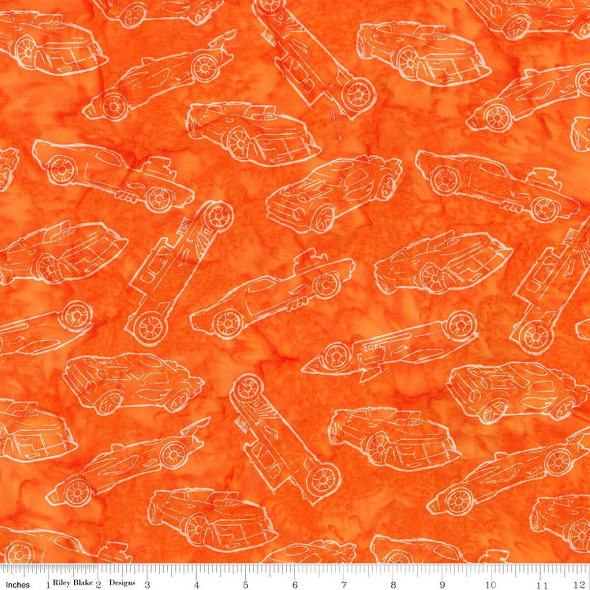Batiks Full Throttle Hot Wheels™ Mandarin from Riley Blake by the Yard